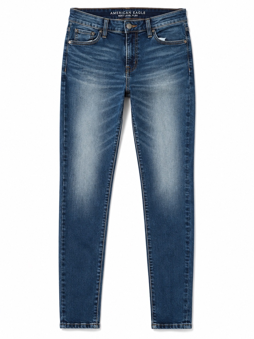 AMERICAN EAGLE NEXT LEVEL FLEX BLUE SOLID SKINNY JEANS